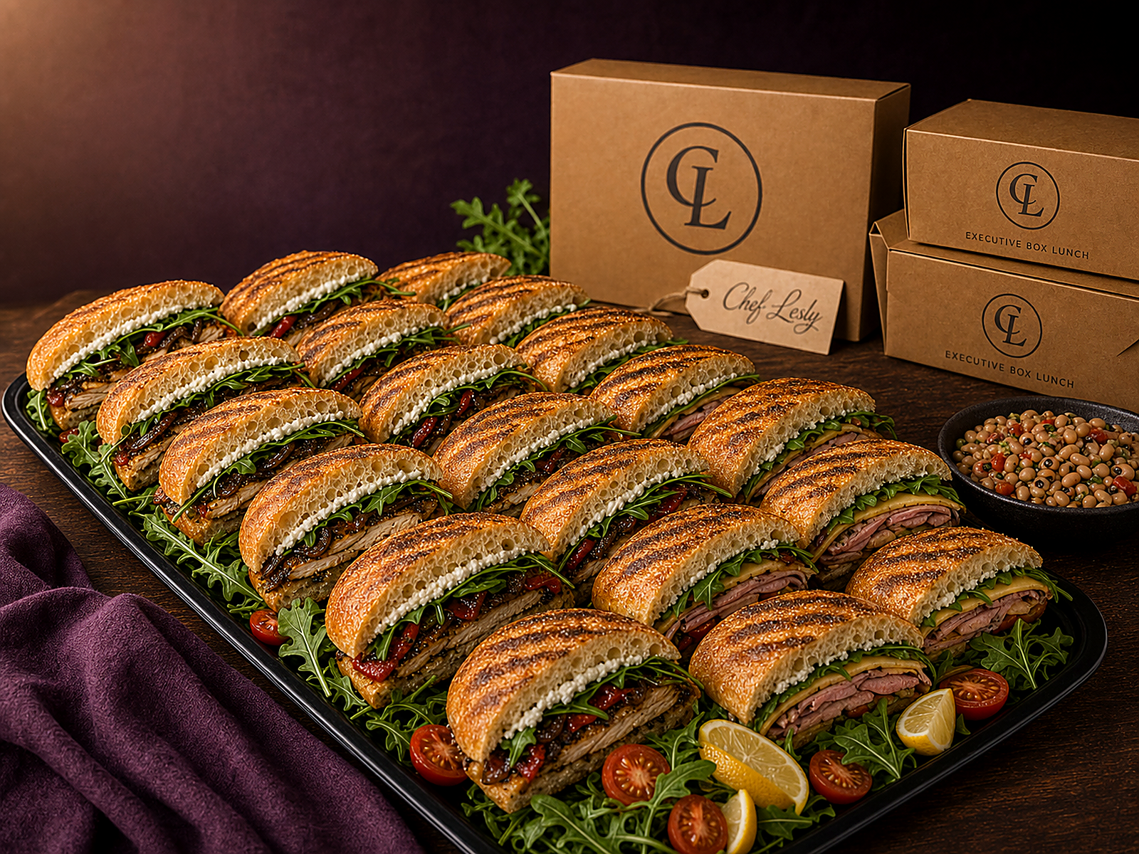 Chef Lesly catering event tray spread